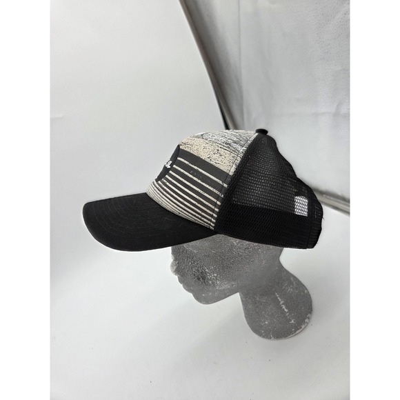 Del Sol Hat Cap Snap Back Black White Mesh Trucker Patch OSFM Polyester Mens - Picture 2 of 7